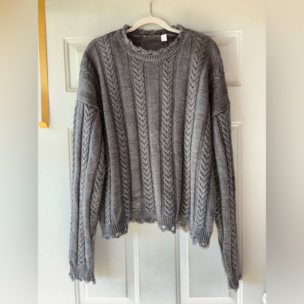 Collusion gray cable knit sweater size L